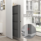 GREATMEET Black Shoe Cabinet Storage for Entryway, Narrow Shoe Cabinet for Entryway Slim, Wall Mounted Metal Hidden Shoe Organizer with 4 Flip Drawers GREATMEET