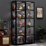 idhhco 5 Tier Curio Display Cabinet, Display Cabinet with Acrylic Glass Door, Collectibles Toy Organizers Rack & Display Shelf, Kids Bookcase for Bedroom, Reading Nook, Toddler's Room, Bamboo idhhco