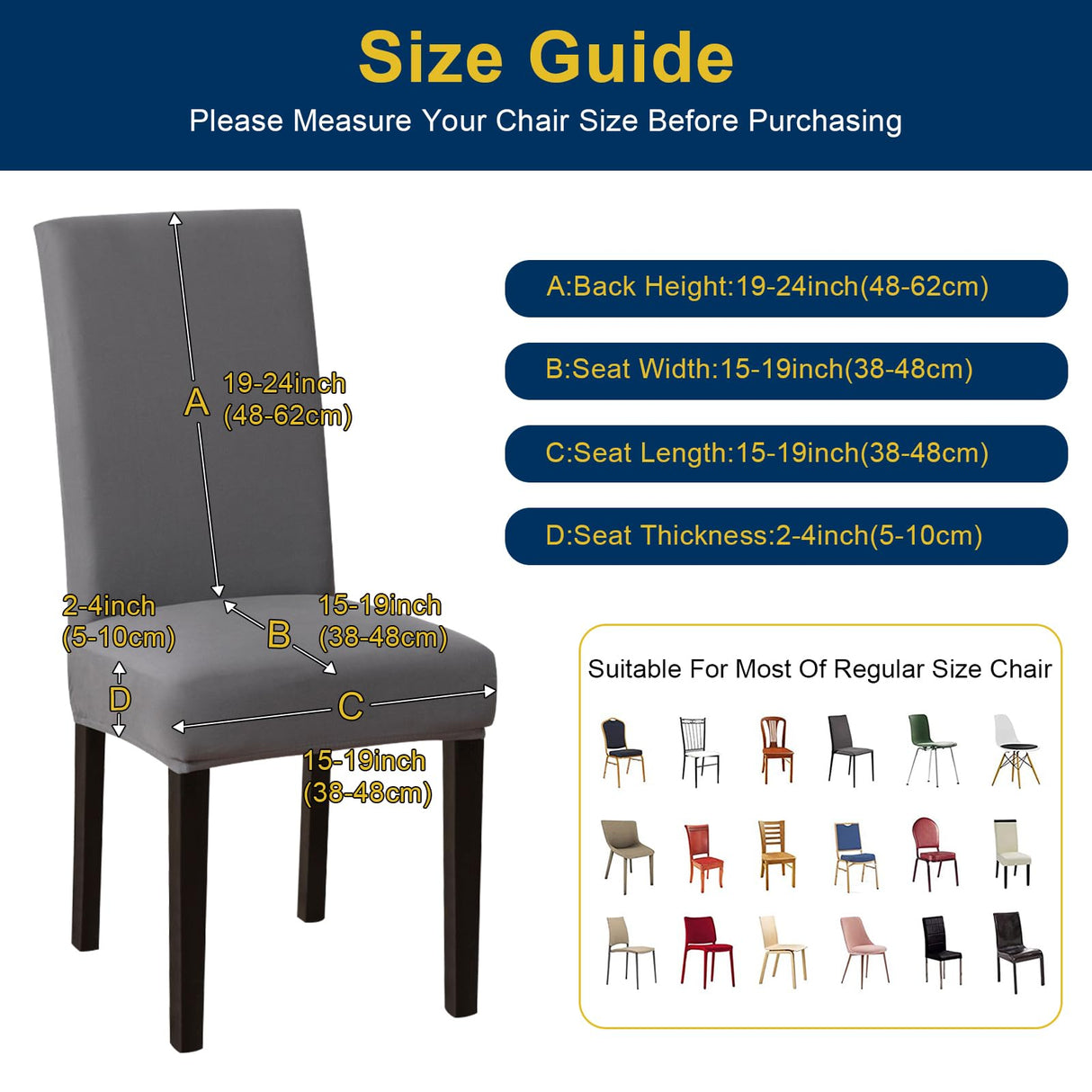 Fafua Chair Covers, Dining Room Chair Covers, Stretch Kitchen Chair Covers/Dining Room Chair Covers Set of 6, Removable Washable Dining Chair Slipcovers for Home, Hotel, Banquet Fafua