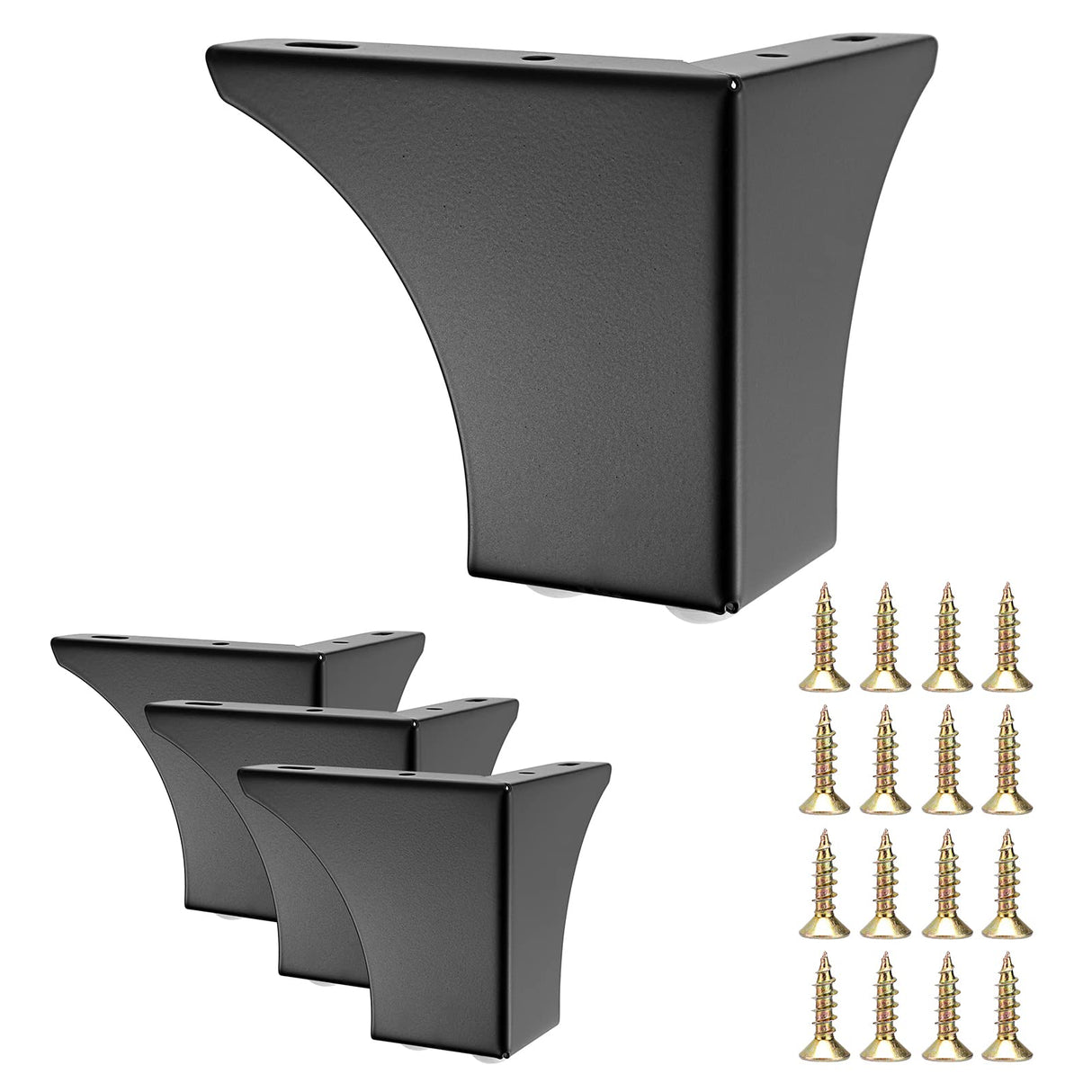 BSTKEY 4Pcs 10CM/4 Inch Modern Metal Furniture Sofa Cabinet Legs with Mounting Screws - DIY Replacement Legs Set for Furniture Cabinet Foot Legs Sofa Bed Desk Table Feet Support, Black BSTKEY