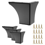 BSTKEY 4Pcs 10CM/4 Inch Modern Metal Furniture Sofa Cabinet Legs with Mounting Screws - DIY Replacement Legs Set for Furniture Cabinet Foot Legs Sofa Bed Desk Table Feet Support, Black BSTKEY