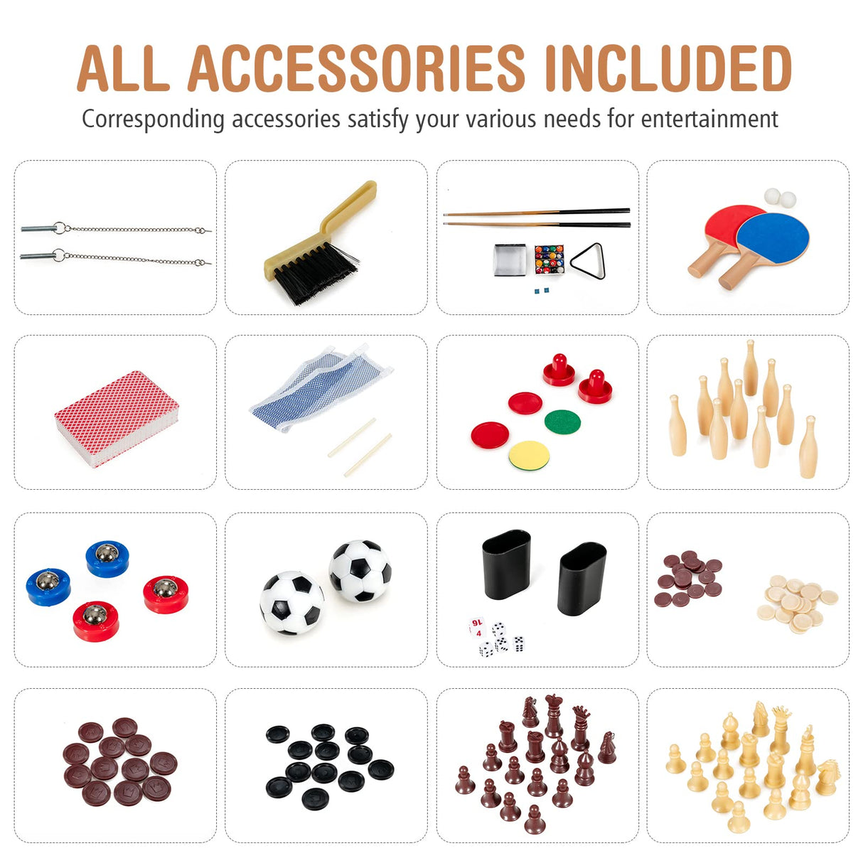 Goplus 10-in-1 Combination Multi Game Table Set, Adult Size Combo Game Table W/Foosball, Table Tennis, Pool, Air Hockey Table, Bowling, Chess, Checkers, Backgammon for Family Game Night Goplus