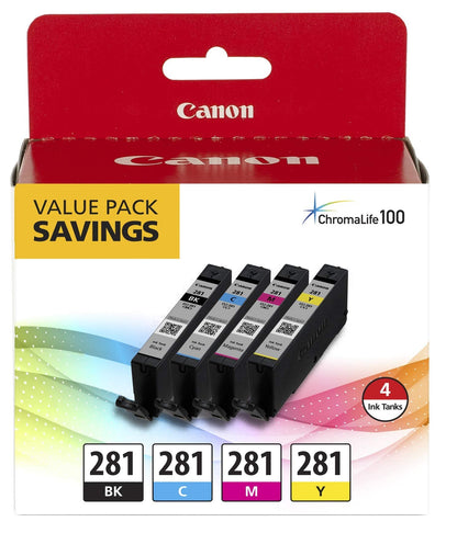 Canon CLI-281 4-Color Ink Tank Value Pack PGI-280 Black Ink