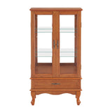 CKEASEAN Curio Cabinet with Tempered Glass Doors, 52" H Glass Display Cabinet with Light Bulb inclued, Curio Storage Cabinet with Mirrored Back Panel and Adjustable Shelves (Dark Oak) CKEASEAN