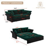 Neylory 74.8" Queen Pull Out Sofa Bed, 3 in 1 Convertible Sleeper Sofa, Velvet Loveseat Couch for Living Room, Apartment, Small Space, Green Neylory