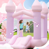 FBSPORT White Bounce House, Inflatable Bouncer with Air Blower,Indoor & Outdoor Bouncy Castle with Big Ball Pit for Wedding Party Kids Birthday Party, Easy to Install FBSPORT