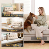 Triangular Wedge Headboard Pillow Bed Rest Backrest, Large Bolster Cushion Removable with Side Pockets Positioning Support for Reading Sitting Daybed Sofa Bunkbed, Brown 100cm (Brown-100cm) LOGICFEVER