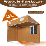 YOPTO 8x4 FT Sheds & Outdoor Storage,Heavy-Duty Metal Steel Shed with Windows and Weatherproof Sloped Roof,Waterproof Tool Sheds w/Lockable Door & Ventilation,for Garden,Lawn,Brown YOPTO