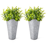 Dahey 2 Pack Galvanized Metal Wall Planter with Artificial Eucalyptus Farmhouse Decor Hanging Wall Vase Planters Flowers Holder for Country Rustic Home Wall Decor,Silver Dahey