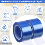 Jadive 10 Rolls Sublimation Heat Crafts Tape, 1 Inch x 52 ft Small Blue Thermal Tape Sublimation Heat Resistant Tape, Heat Transfer Tape, Heat Tape, High Temp Tape, up to 392 Degrees Fahrenheit Jadive