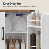 HOOBRO Bathroom Storage Cabinet, Farmhouse Freestanding Floor Cabinet with 2 Extra Hidden Storage Doors, Adjustable Shelves, Large Capacity, Easy Assembly, 11.8 x 23.6 x 43.5 Inches, White and Walnut HOOBRO