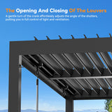 Modern Shade Aurora Louvered Pergola 10'x10' with USB Charging Port Deck, Outdoor Pergola with Adjustable Waterproof Roof & Integrated Drainage, Reinforced Frame for Patio Deck, Easy Assembly, Black Modern Shade Outdoor Living Spaces