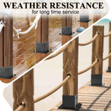4x4 Post Base, 4Pcs Post Brackets (Inner Size 3.5"x3.5") Heavy Duty Steel Fence Post Anchor for Wood Deck Porch Railing Pergola Mailbox Support Black Powder-Coated FNXAOR