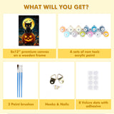 Bowetile Halloween Framed Paint by Numbers for Adults Beginners, Easy Adults' Paint-by-Number Black Cat Kits on Canvas, Acrylic Number Painting Crafts Kits Halloween Gifts for Home Decor, 8x12in Bowetile