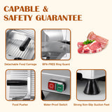 CGOLDENWALL Meat Slicer Machine 10" Commercial Meat Slicer 240W Electric Deli Meat Cheese Food Slicer 0-1/2" Adjustable Thickness Semi-Auto Frozen Meat Slicer for Home, Copper Motor Low Noise Durable CGOLDENWALL