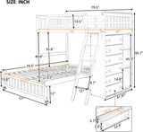 Harper & Bright Designs Twin Over Full Bunk Beds with Six Drawers and Flexible Shelves,Wooden Bunk Beds with Storage and Removable Bottom Bed for Kids Girls Boys,No Box Spring Needed (Espresso) Harper & Bright Designs