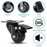 PRITEK 2 inch Caster Wheels, Heavy Duty Casters No Noise No Marking Lockable 360 Degree Swivel Casters for Furniture Cart Cabinet Bench Ottoman (650lbs/4pcs, Screws,Washers & Screwdriver Included) PRITEK