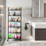 Qiaoxuan 6 Tier Slim Storage Cart with Wheels, Metal Mobile Shelving Unit Organizer Utility Cart for Office Bathroom Kitchen Laundry Room Narrow Places (6inches) Qiaoxuan