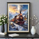 Amz Camel DIY 5D Diamond Art Kits (12 * 16 Inch), Painting, Art for Snow Train, Embroidery Full Drill for Landscape, Diamond Art Kits Rhinestone Craft for Home Wall Decor Amz Camel