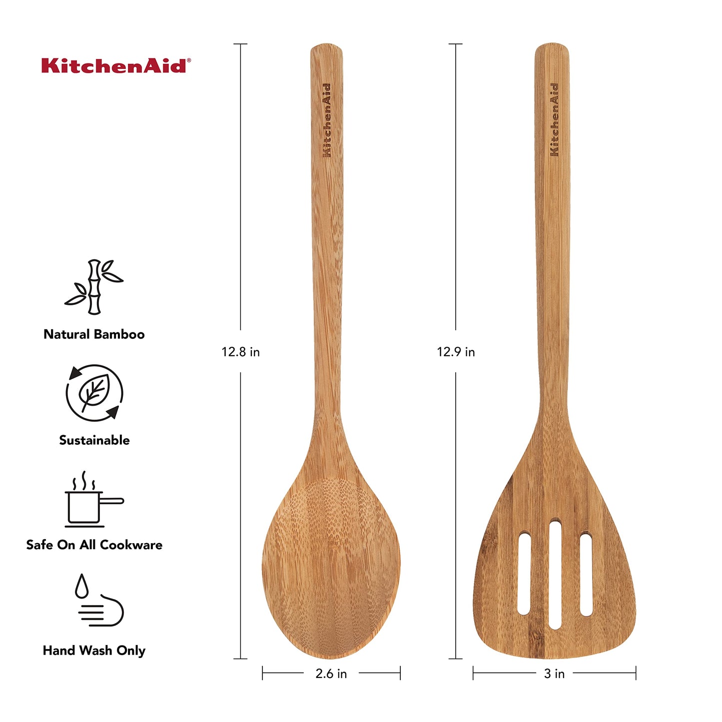 KitchenAid Bamboo Turner and Spoon Set, 2-Piece