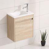 wonline 16" Single Sink Bathroom Vanity, Floating Modern Bathroom Vanity with Sink for Small Space wonline
