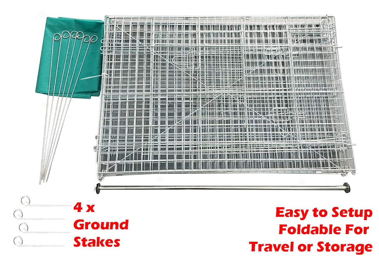 71" x 30" NO Rust Galvanized Steel Foldable Outdoor Chicken Coop Run Metal Pet Hutch Enclosure Small Animal Playpen Waterproof Cover for Rabbits Chickens Mcage