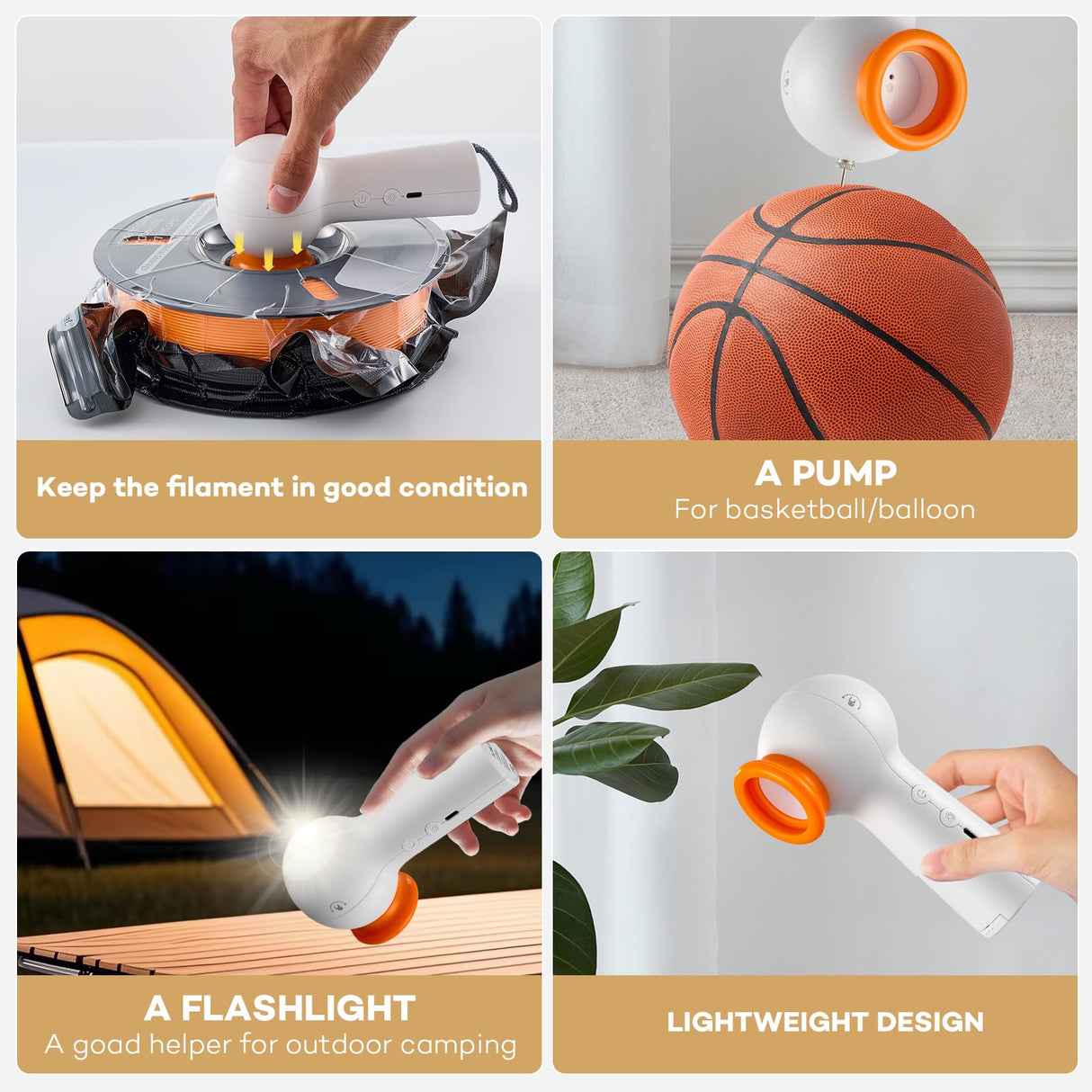 Filament Storage Bags Kit with Electric Vacuum Pump - Rechargeable, 20 Pcs Light-Proof Vacuum Sealed Bags for 3D Filament with 4 Clips, Spool Sealing for Keeping Filament Dry and Clean (13.4*12.6in) AJKJ