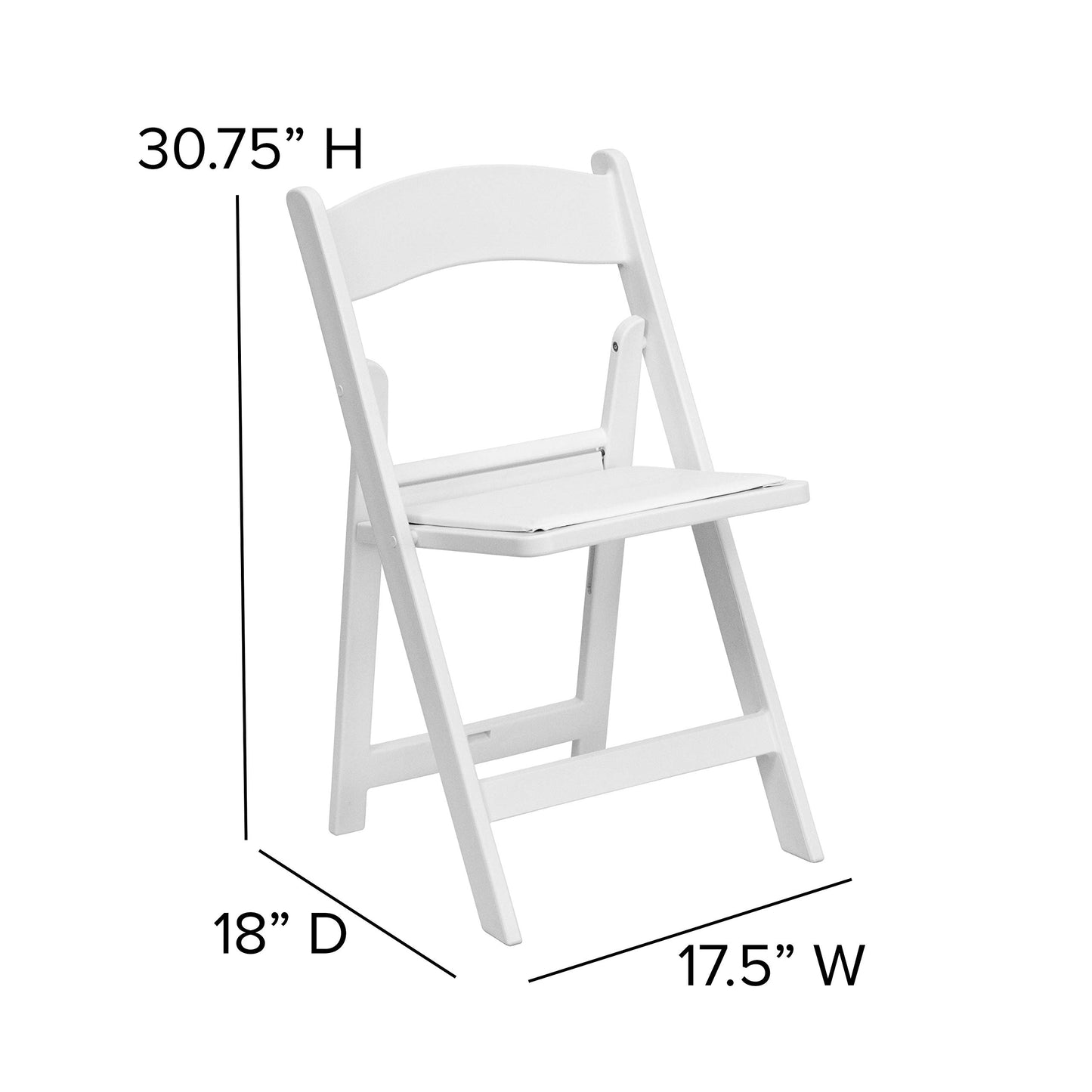 Flash Furniture Hercules Series Folding Chair - White Resin - Set of 4 800LB Weight Capacity Comfortable Event Chair - Light Weight Folding Chair