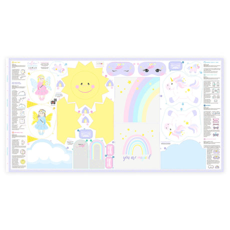 kullaloo Fabric Sewing kit for Beginners - with Video Instructions - Cut & Sew Fabric Panel with Unicorn and Fairy - DIY Carft for Girls (Magic World) kullaloo