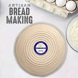 Jeensley Boxed Sourdough Bread Proofing Basket with 2025 Brochure Round Banneton Bowl with Liner and Bread Making Tools Handmade from Quality Natural Indonesian Rattan Bread Baking Supplies Jeensley