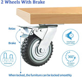 Mateda 6 inch All Swivel Caster Wheels, Heavy Duty 4Pcs Pack Anti-Skid Rubber Swivel Casters with 360 Degree Top Plate (2 with Brakes Lock & 2 without) Cedmon