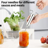 Meat Injector Syringe 2-oz Marinade Flavor Barrel 304 Stainless Steel with 3 Marinade Needles for BBQ Grill Smoker, Turkey, Fish, Brisket, Paper Silicone Brush and Instruction Included by Kendane Kendane