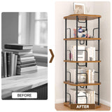 TEROL 4-Tier Rotating Book Shelf, 360° Display Spinning Bookshelf Tower, Book Organizer, Floor Standing Bookcases for Small Space, Corner Book Shelf for Bedroom, Living Room, Study Room (RUSTIC BROWN) TEROL