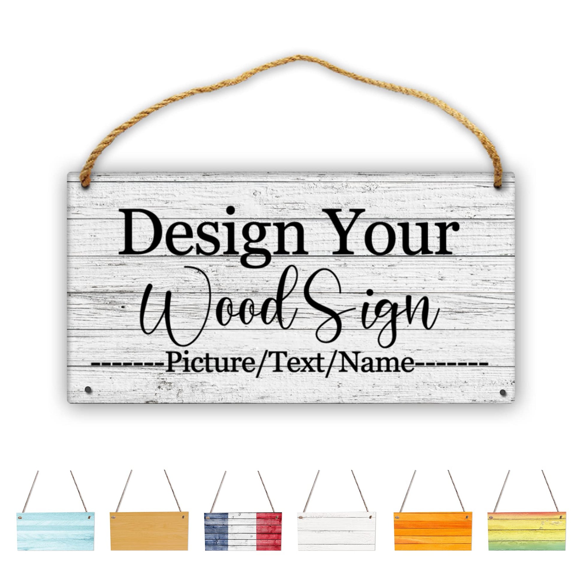 Custom Personalized Board Hanging Wood Sign, Design Your Welcome Sign, Customizable Wall Plaque, House Wood Sign for Garden Yard Home Farmhouse 9.8x5.1 inch - WoodArtSupply