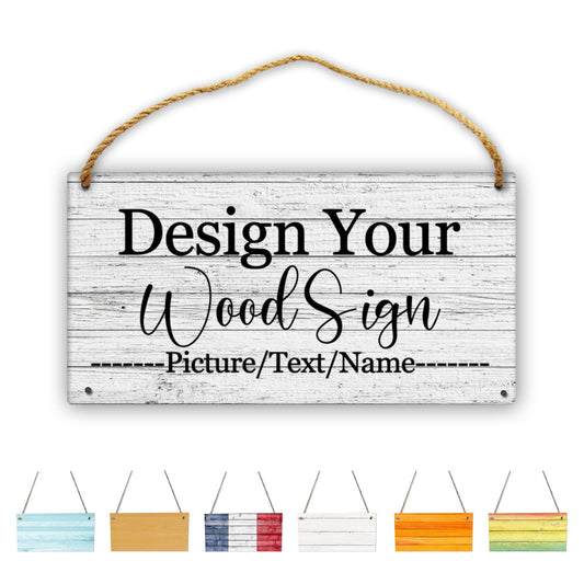 Custom Personalized Board Hanging Wood Sign, Design Your Welcome Sign, Customizable Wall Plaque, House Wood Sign for Garden Yard Home Farmhouse 9.8x5.1 inch - WoodArtSupply