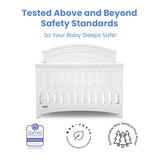 Delta Children Simmons Kids SlumberTime Emma 4-in-1 Convertible Baby Crib N More - Greenguard Gold Certified, Bianca White Delta Children
