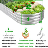 Raised Garden Bed Galvanized Planter Box Outdoor, 5ft Oval Large Rot-Resistant Metal Garden Bed Planter for Vegetables Flower Herb (Silver) Rakukiri