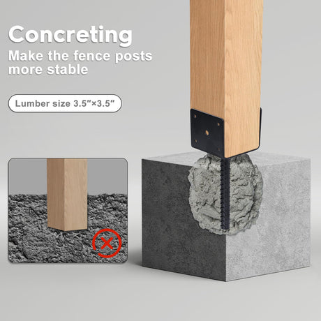 XYADX Concrete Fence Post Base 4x4 inches 4 Pack, Fence Post Anchor Holder Pergola Brackets XYADX