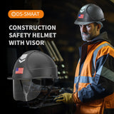 DS-SMAAT Hi-Viz Reflective Safety Hard Hat with Visor,Vented Protection Construction Hard Hat,4-Point Ratchet Suspension ABS Helmet with Glass for Industry Use, ANSI Z89.1&OSHA Approved Safety Helmet DS-SMAAT
