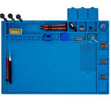 Premium Heat Resistant 932°F Blue Magnetic Repair Work Mat Large Silicone Soldering Mat for Soldering, Electronics, Computer Cellphone Repair, BGA Soldering Gun Iron Workbench Protection HPFIX