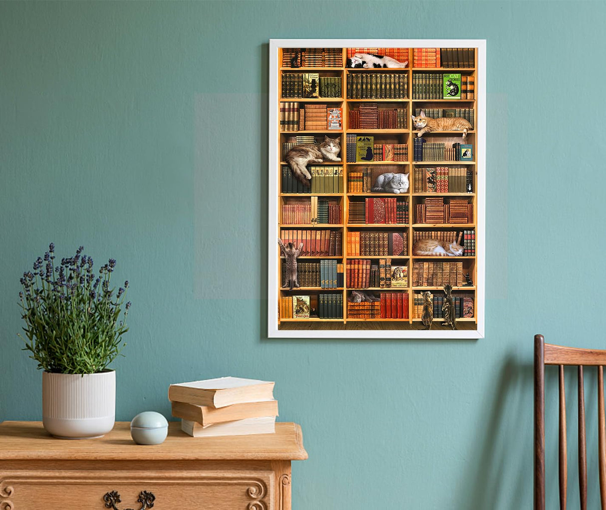 RECHIATO Jigsaw Puzzles for Adults,Jigsaw Puzzles 1000 Piece for Adults,Cat Jigsaw Puzzles for Adults 1000 Pieces and up, for Family Members and Friends, for Women&Mon, Library RECHIATO