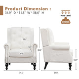 Modern Accent Chair Set of 2, Wingback Living Room Chairs with High Back, Accent Upholstered Armchair with Vintage Legs, Comfy Sofa Chair Accent Chairs Set for Bedroom Home Office Reading White choairy