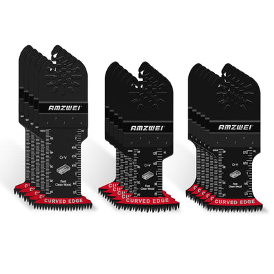 AMZWEI 16PCS Japanese Teeth Oscillating Tool Blade, CRV Extra Long Multi Tool Blade Kits for Wood Clean Cutting, Quick Release Oscillating Saw Blades Compatible with Dewalt Bosch Milwaukee Ryobi