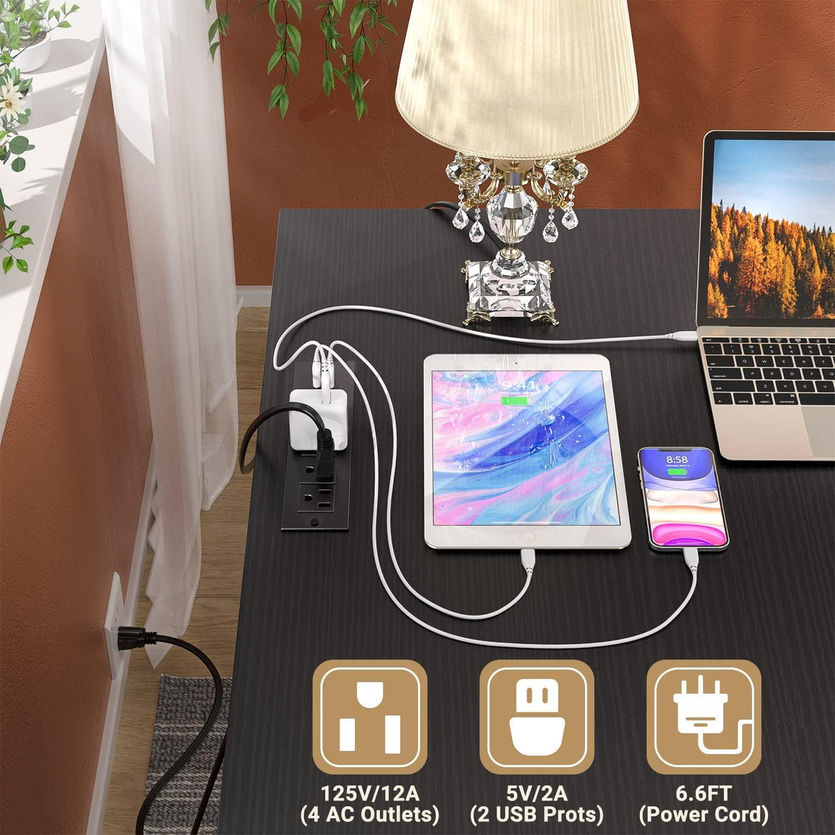 Unikito L Shaped Office Desk with Drawer, 60 Inch Computer Desk with Power Outlet & USB Charging Port, Large Corner Desk with File Cabinets, 2 Person Sturdy Executive Desk with Storage Cabinet, Black Unikito