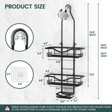 Shower Caddy Hanging Adjustable Shower Caddy, Rustproof Shower Organizer Extended Length Shower Caddy Over Shower Head with Hooks Soap Holder, Large Capacity Anti-Swing Bathroom Organizer, Black REINHARDT