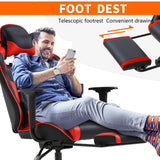 Gaming Chair, High Back PU Leather Gaming Chairs Computer Chair with Headrest & Lumbar Support, Height Adjustable Wide Seat Gamer Chair Gaming Chairs for Adults, Game Chair with Footrest & Armrest Haiput Wam
