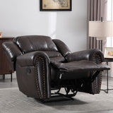 CANMOV Leather Recliner Chair, Classic and Traditional Manual Recliner Chair with Comfortable Arms and Back Single Sofa for Living Room, Dark Brown CANMOV