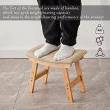 Foot Stool,Ottoman,Bamboo Small Sofa Foot Rest Under Desk,Extra Seating for Living Room, Bedroom and Kitchen (Natural Stool Legs - Beige Surface) Kitsanery