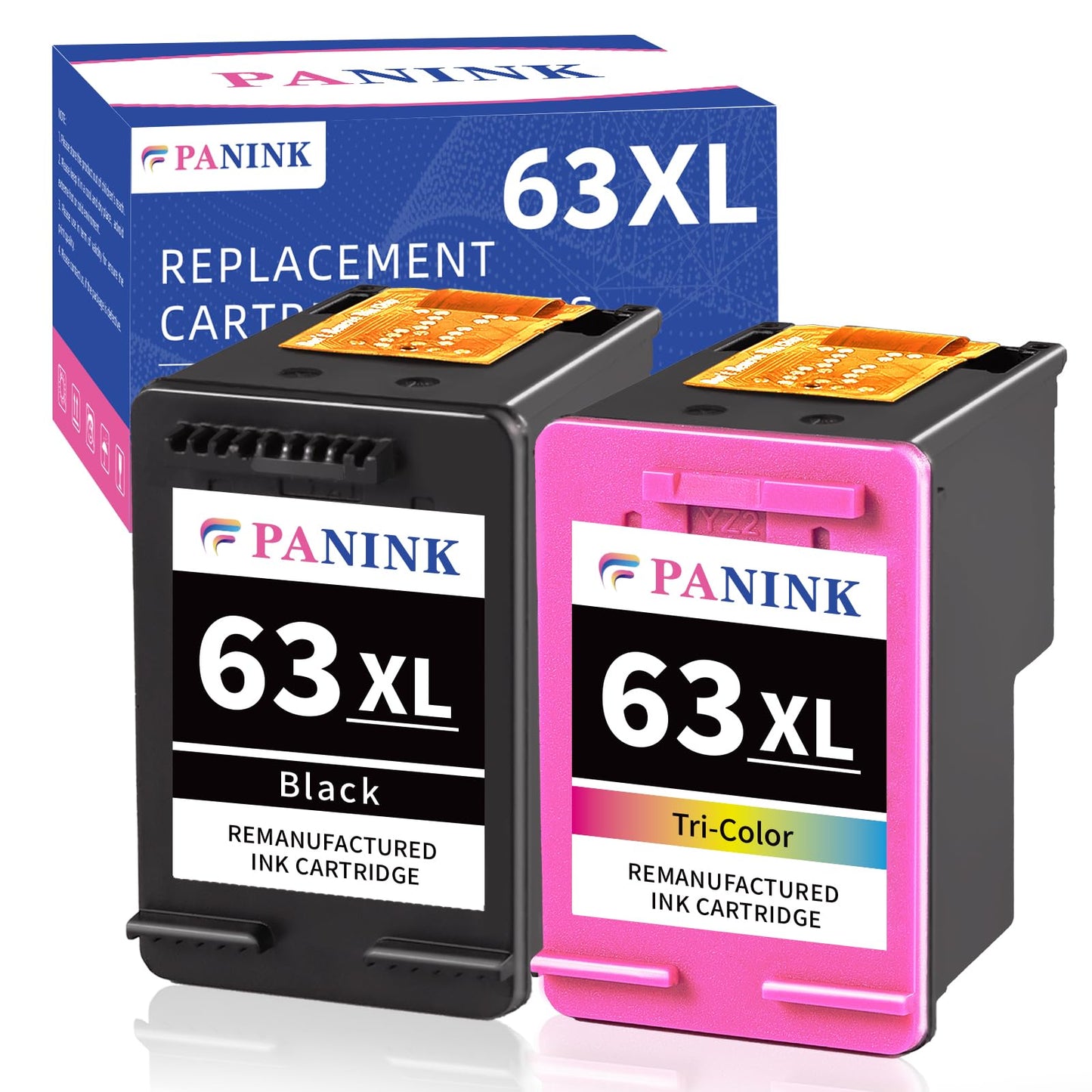 PANINK Remanufactured Ink Cartridges Replacement for HP Printer Ink 63 XL HP 63 Ink HP63 63XL Ink Cartridges Black Color Combo Pack for 3830 4650 5200 5255 4520 4512 1112 2132 3630 3632 Printer