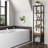 TUTOTAK 6 Tier Bookcase and Bookshelf, Narrow Book Shelf with Door for Small Space, for Living Room, Office, Study, Entryway, Black BS03BK006 TUTOTAK